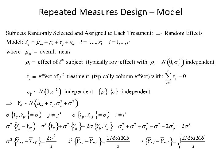 Repeated Measures Design – Model 