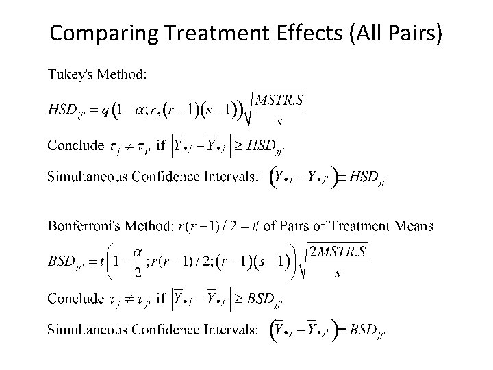 Comparing Treatment Effects (All Pairs) 