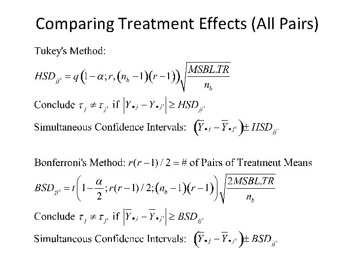 Comparing Treatment Effects (All Pairs) 