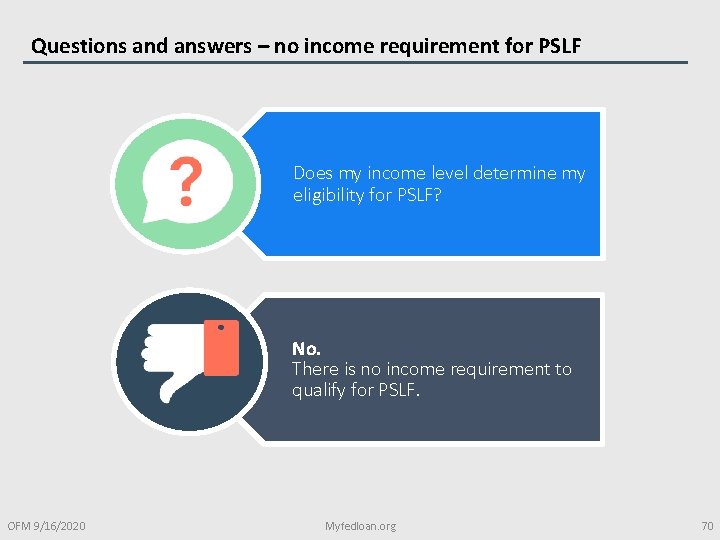 Questions and answers – no income requirement for PSLF Does my income level determine