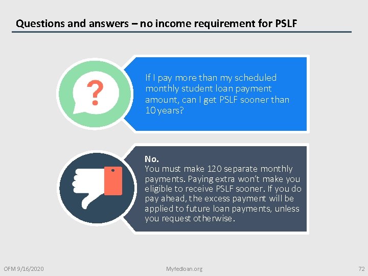 Questions and answers – no income requirement for PSLF If I pay more than