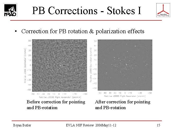 PB Corrections - Stokes I • Correction for PB rotation & polarization effects Before