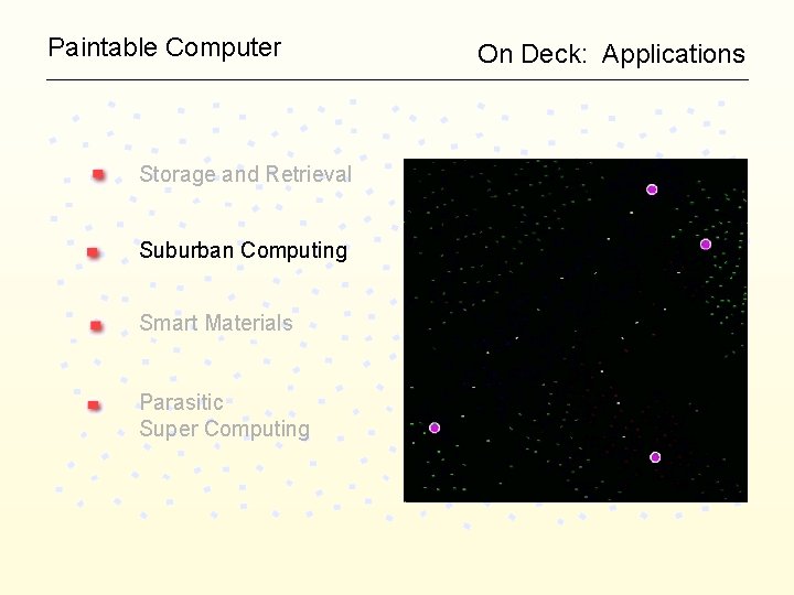 Paintable Computer Storage and Retrieval Suburban Computing Smart Materials Parasitic Super Computing On Deck: