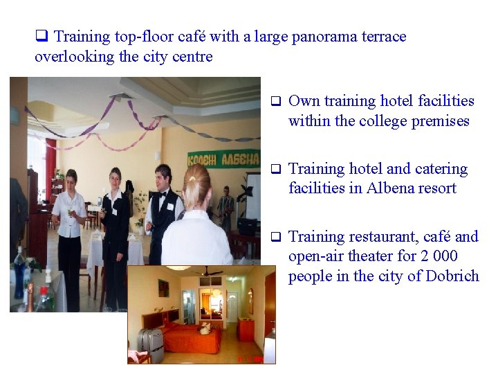 q Training top-floor café with a large panorama terrace overlooking the city centre q
