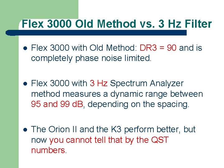 Flex 3000 Old Method vs. 3 Hz Filter l Flex 3000 with Old Method: