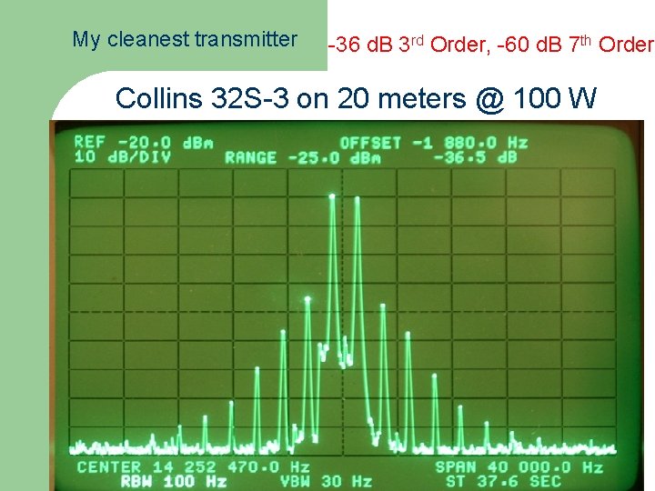 My cleanest transmitter -36 d. B 3 rd Order, -60 d. B 7 th