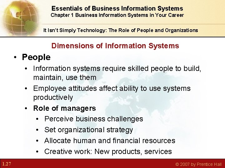 Essentials of Business Information Systems Chapter 1 Business Information Systems in Your Career It