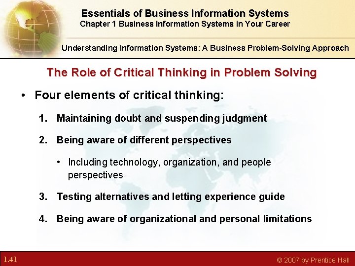 Essentials of Business Information Systems Chapter 1 Business Information Systems in Your Career Understanding