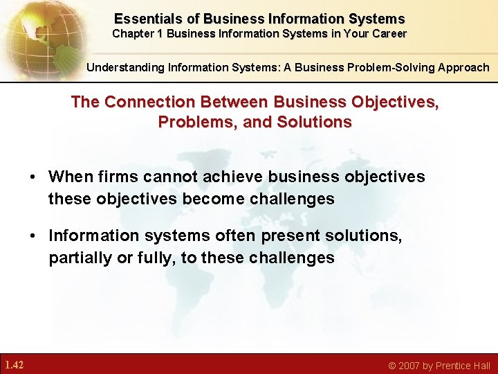 Essentials of Business Information Systems Chapter 1 Business Information Systems in Your Career Understanding