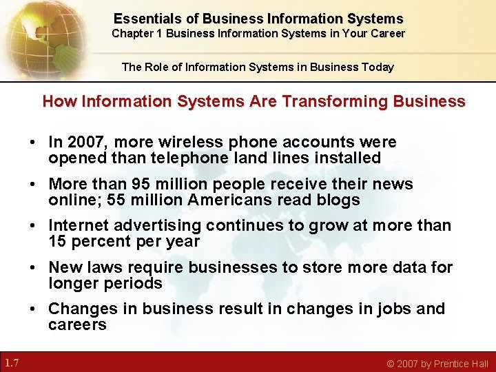 Essentials of Business Information Systems Chapter 1 Business Information Systems in Your Career The