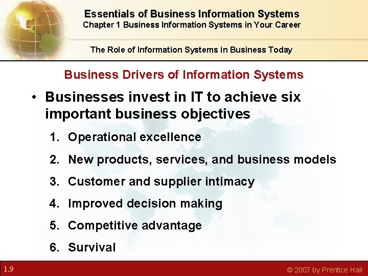 Essentials of Business Information Systems Chapter 1 Business Information Systems in Your Career The