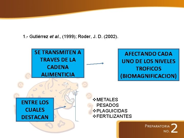 1. - Gutiérrez et al. , (1999); Roder, J. D. (2002). SE TRANSMITEN A