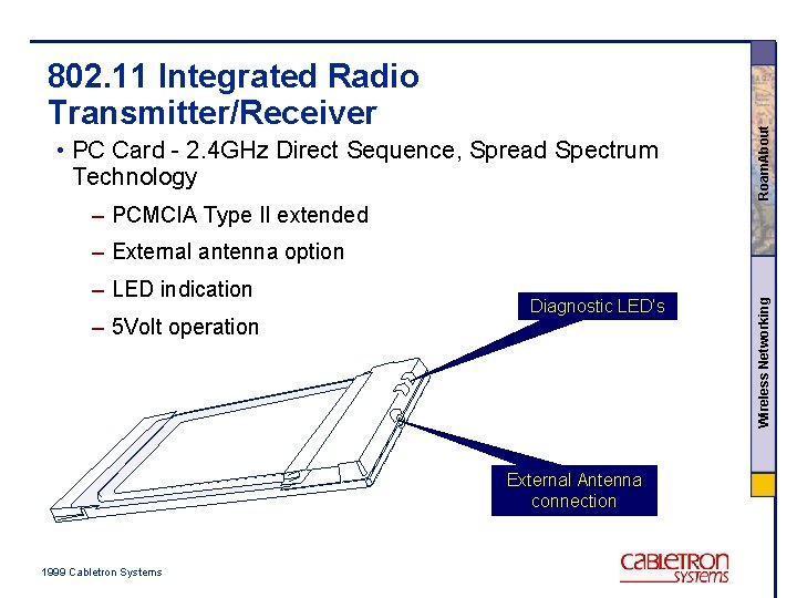 • PC Card - 2. 4 GHz Direct Sequence, Spread Spectrum Technology Roam.