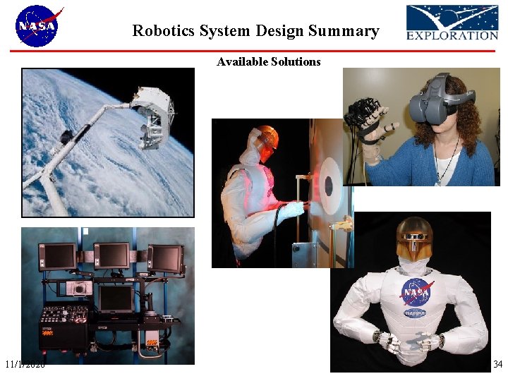Robotics System Design Summary Available Solutions 11/1/2020 34 