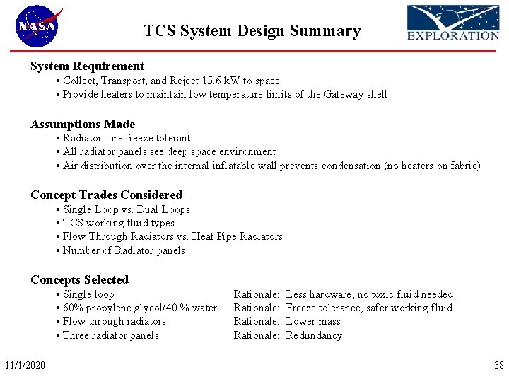 TCS System Design Summary System Requirement • Collect, Transport, and Reject 15. 6 k.