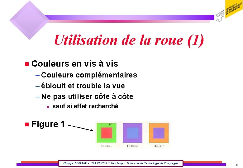 Utilisation de la roue (1) n Couleurs en vis à vis – Couleurs complémentaires