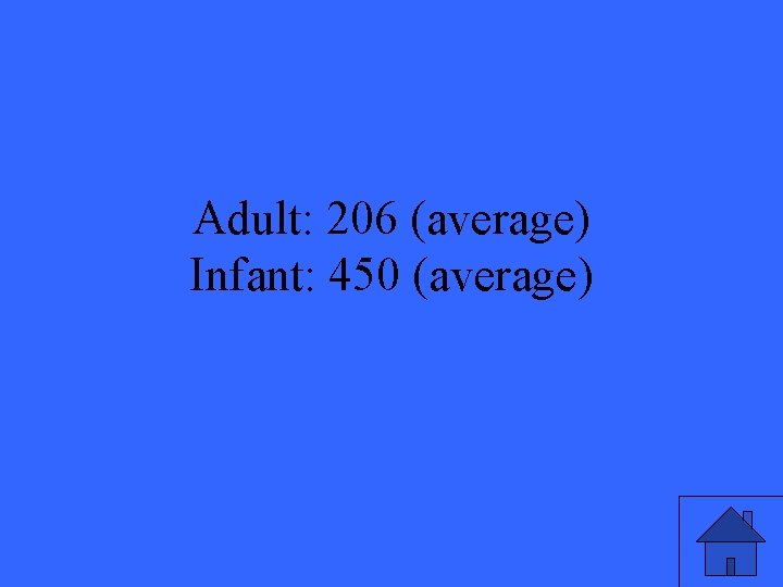 Adult: 206 (average) Infant: 450 (average) 