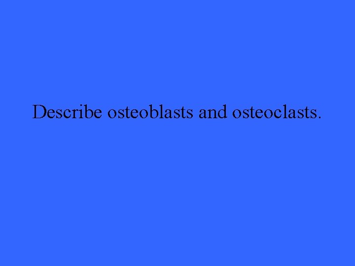 Describe osteoblasts and osteoclasts. 