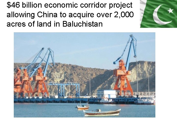 $46 billion economic corridor project allowing China to acquire over 2, 000 acres of