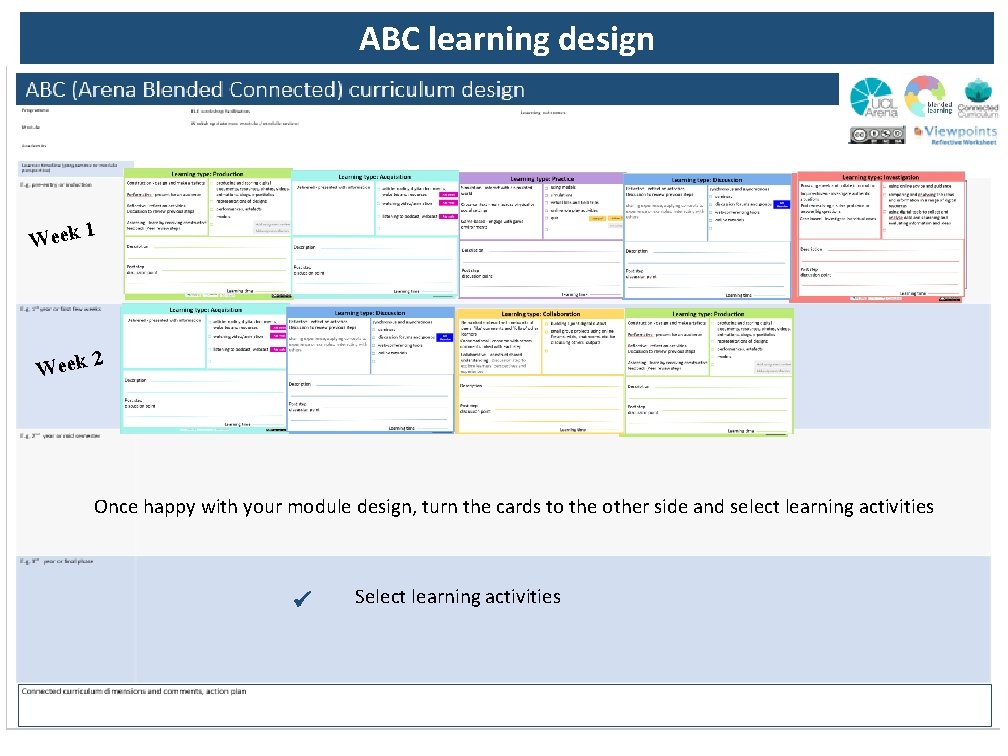 ABC learning design 1 Week 2 Once happy with your module design, turn the