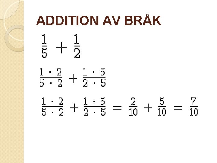 ADDITION AV BRÅK 