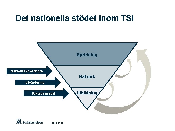 Det nationella stödet inom TSI Spridning Nätverksamordnare Nätverk Utvärdering Riktade medel 2018 -11 -22