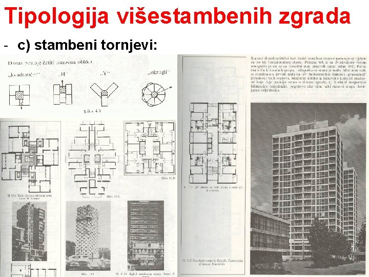 Tipologija višestambenih zgrada c) stambeni tornjevi: 