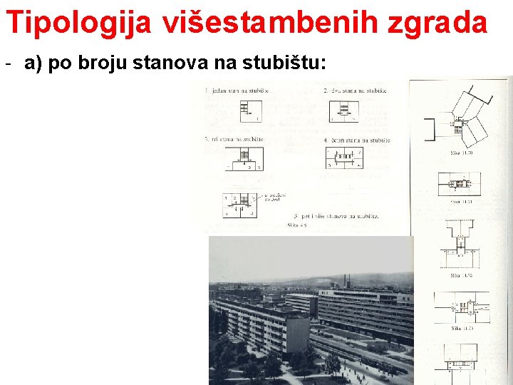 Tipologija višestambenih zgrada a) po broju stanova na stubištu: 