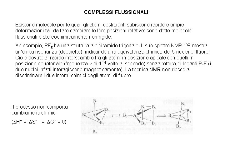 COMPLESSI FLUSSIONALI Esistono molecole per le quali gli atomi costituenti subiscono rapide e ampie