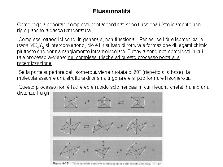 Flussionalità Come regola generale complessi pentacoordinati sono flussionali (stericamente non rigidi) anche a bassa
