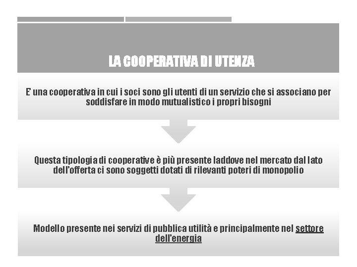 LA COOPERATIVA DI UTENZA E’ una cooperativa in cui i soci sono gli utenti