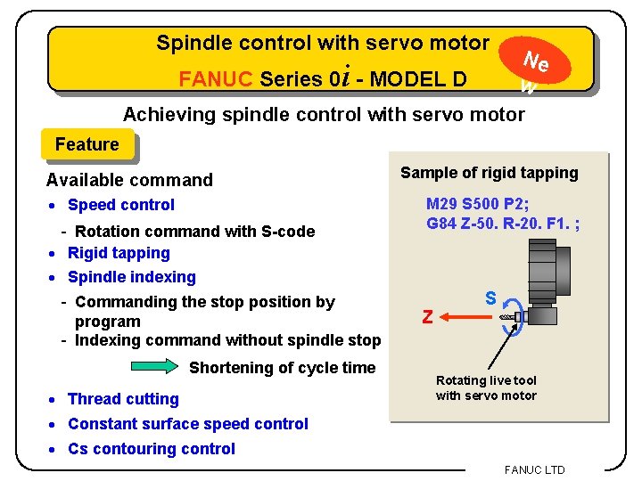 Spindle control with servo motor FANUC Series 0 i - MODEL D Ne w