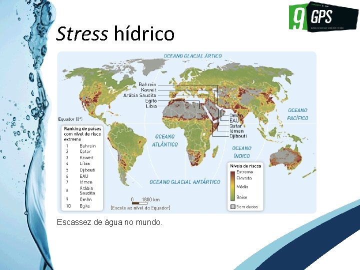 GPS 9 Stress hídrico Escassez de água no mundo. 