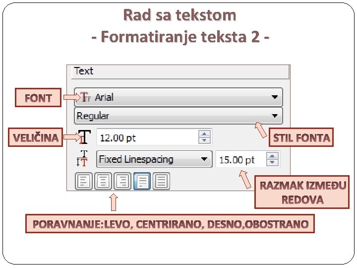 Rad sa tekstom - Formatiranje teksta 2 - LEVO, CENTRIRANO, DESNO, OBOSTRANO 