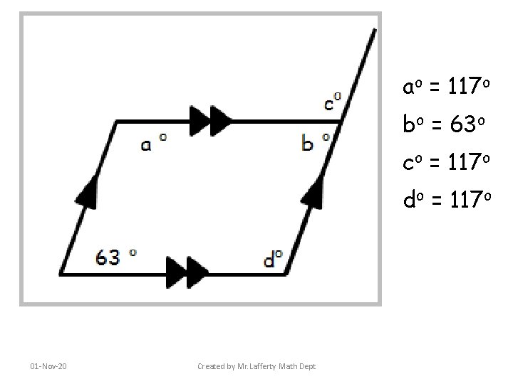 ao = 117 o bo = 63 o co = 117 o do =