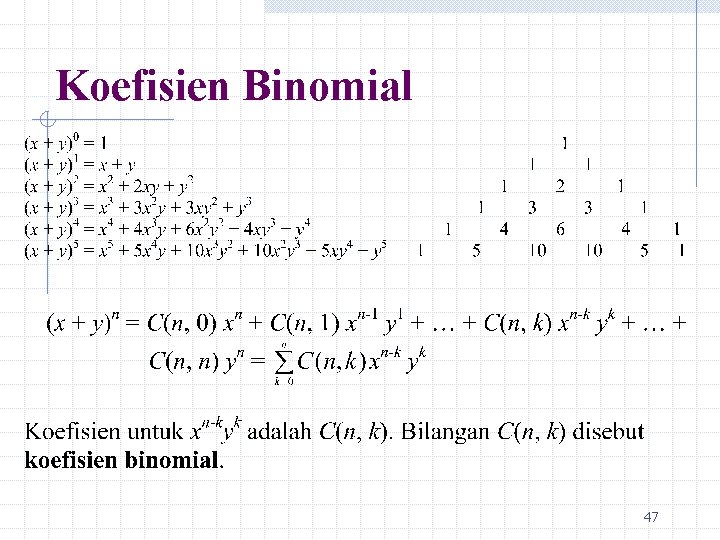 Koefisien Binomial 47 