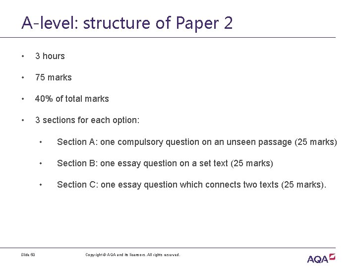 A-level: structure of Paper 2 • 3 hours • 75 marks • 40% of