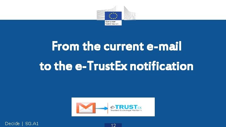 From the current e-mail to the e-Trust. Ex notification Decide | SG. A 1