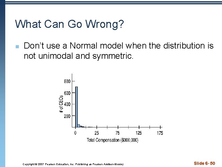 What Can Go Wrong? n Don’t use a Normal model when the distribution is