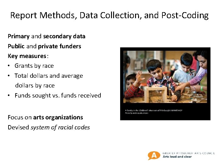 Report Methods, Data Collection, and Post-Coding Primary and secondary data Public and private funders