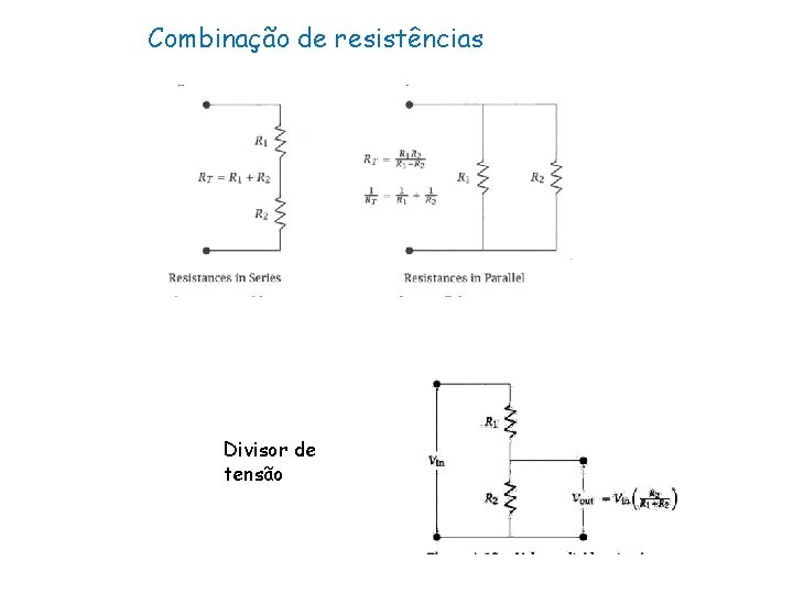 Combinação de resistências Divisor de tensão 