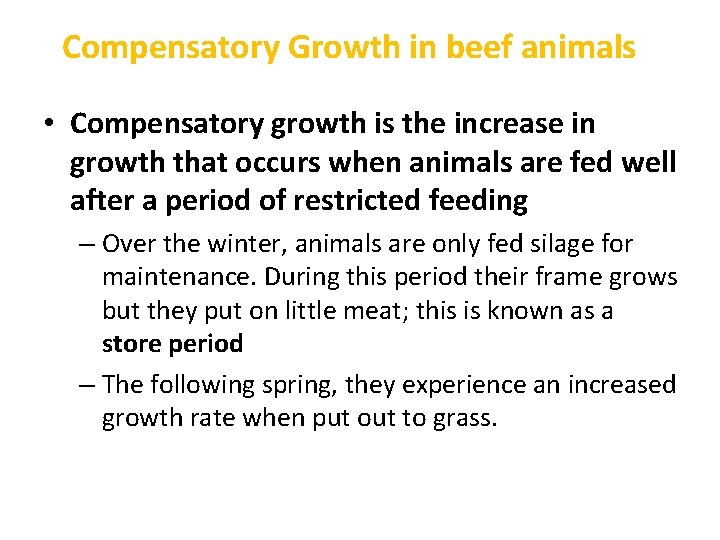 Compensatory Growth in beef animals • Compensatory growth is the increase in growth that