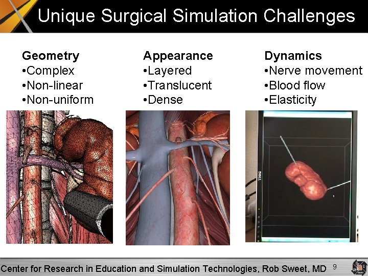 Unique Surgical Simulation Challenges Geometry • Complex • Non-linear • Non-uniform Appearance • Layered