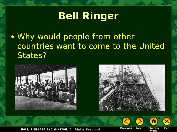 Bell Ringer • Why would people from other countries want to come to the Bell Ringer • Why would people from other countries want to come to the