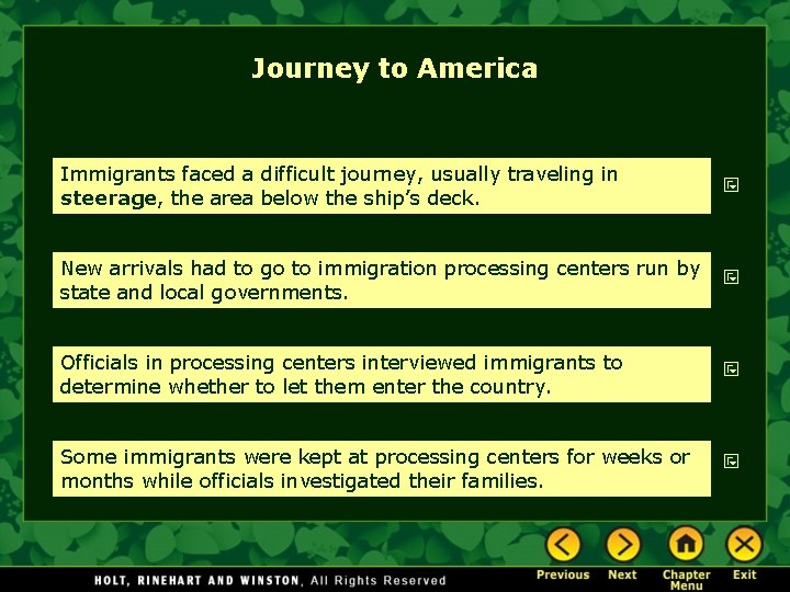 Journey to America Immigrants faced a difficult journey, usually traveling in steerage, the area Journey to America Immigrants faced a difficult journey, usually traveling in steerage, the area