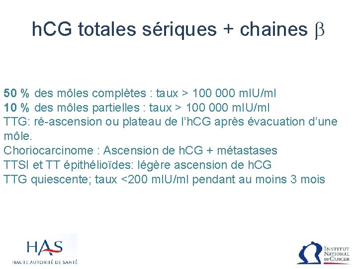 h. CG totales sériques + chaines b 50 % des môles complètes : taux