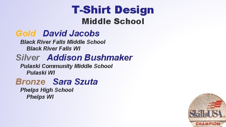 T-Shirt Design Middle School Gold David Jacobs Black River Falls Middle School Black River