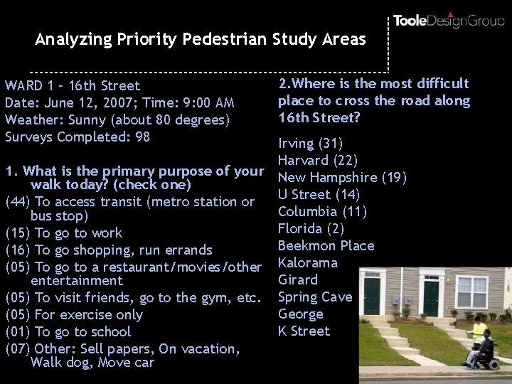 Analyzing Priority Pedestrian Study Areas WARD 1 – 16 th Street Date: June 12,