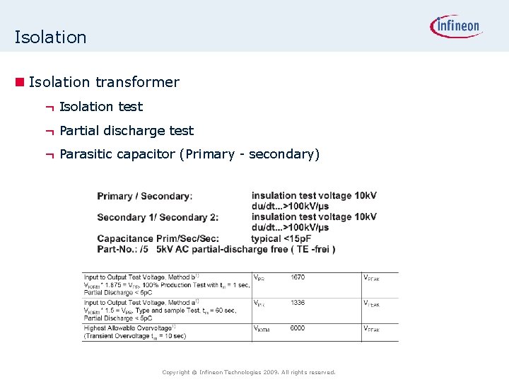 Isolation n Isolation transformer ¬ Isolation test ¬ Partial discharge test ¬ Parasitic capacitor