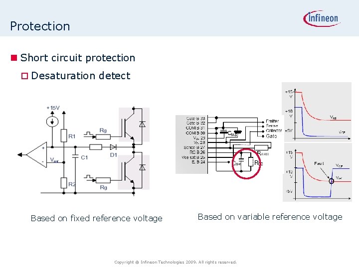 Protection n Short circuit protection o Desaturation detect Based on fixed reference voltage Based